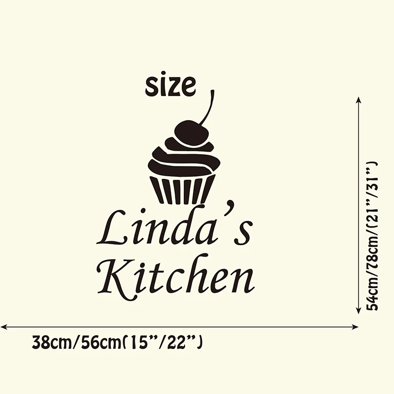 Personalized Name Cup ice cream Kitchen Sign Wall Sticker Custom Food Quote Decal Dining Room Vinyl Home Decor | Дом и сад