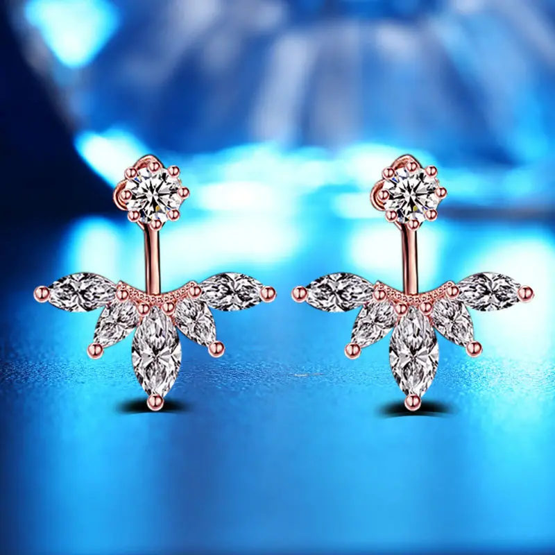 Fashion 925 Sterling Silver Shiny Cubic Zirconia Crystal Beads Neckband Stud Earrings for Women Wedding Bijoux Brincos E472 | Украшения и