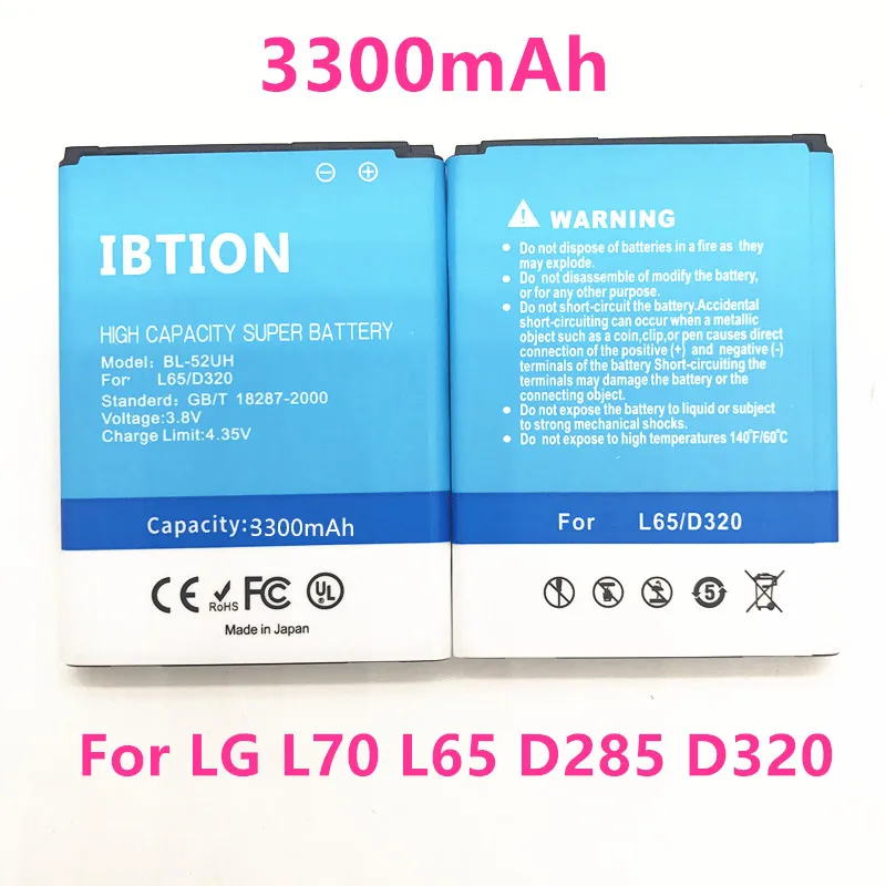 BL 52UH аккумулятор 3300 мАч для LG L70 L65 D285 D320 D325 D329 VS876 D280 D320N DUAL SIM H443 Escape 2 Spirit