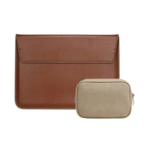 brown sets Популярная кожаная сумка для ноутбука Macbook Air 13 Pro retina 11 12 13,3 15 15,4 Сенсорная панель чехол подставка для ноутбука чехол+ блок питания - Цвет: brown sets