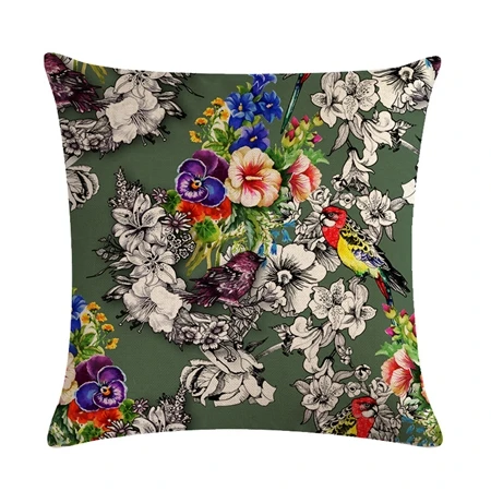 Cushion cover10 Винтажный Стиль масляной живописи цветочные чехлы для подушек Европейский ретро бабочки цветы декоративная Подушка Крышка бежевые льняные подушки Чехол - Цвет: Cushion cover10