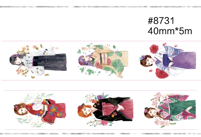 

17Designs Flowers/Leaves/Girls/Whale/Butterfly Pattern Japanese Washi Decorative Adhesive DIY Masking Paper Tape Sticker Label