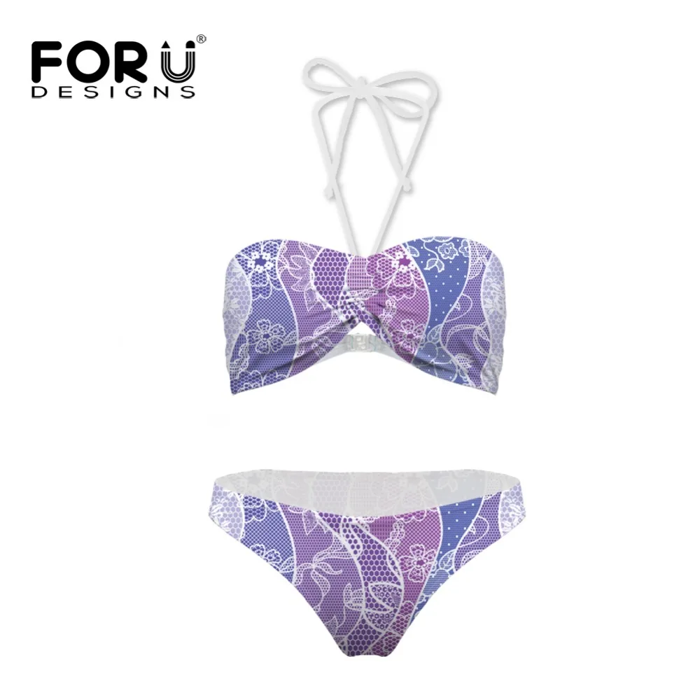 FORUDESIGNS/2017 новое бикини для подростков Молодежный купальный костюм женский бандо