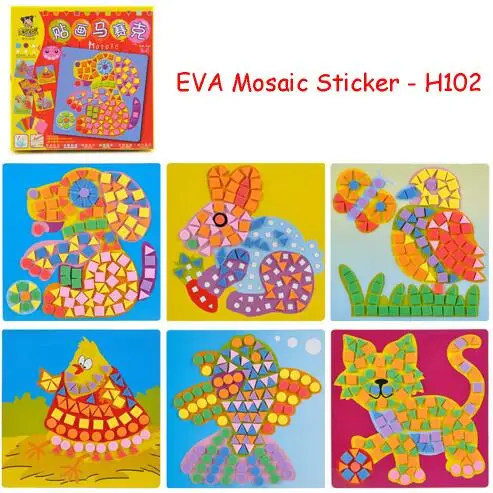 H102 6 шт./Набор 3D головоломки игрушки для детей eva, мозаичный стикер Художественные поделки DIY животные транспорт Развивающие головоломки игрушки для детей - Цвет: H102