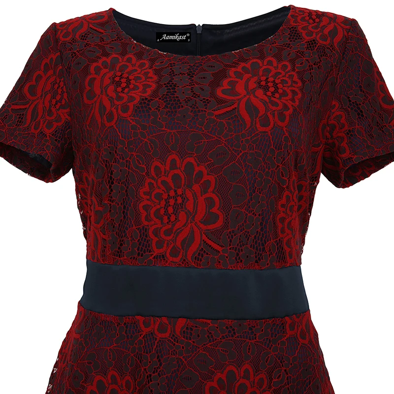 Женское элегантное цветочное кружевное платье-туника Aamikast с контрастным поясом