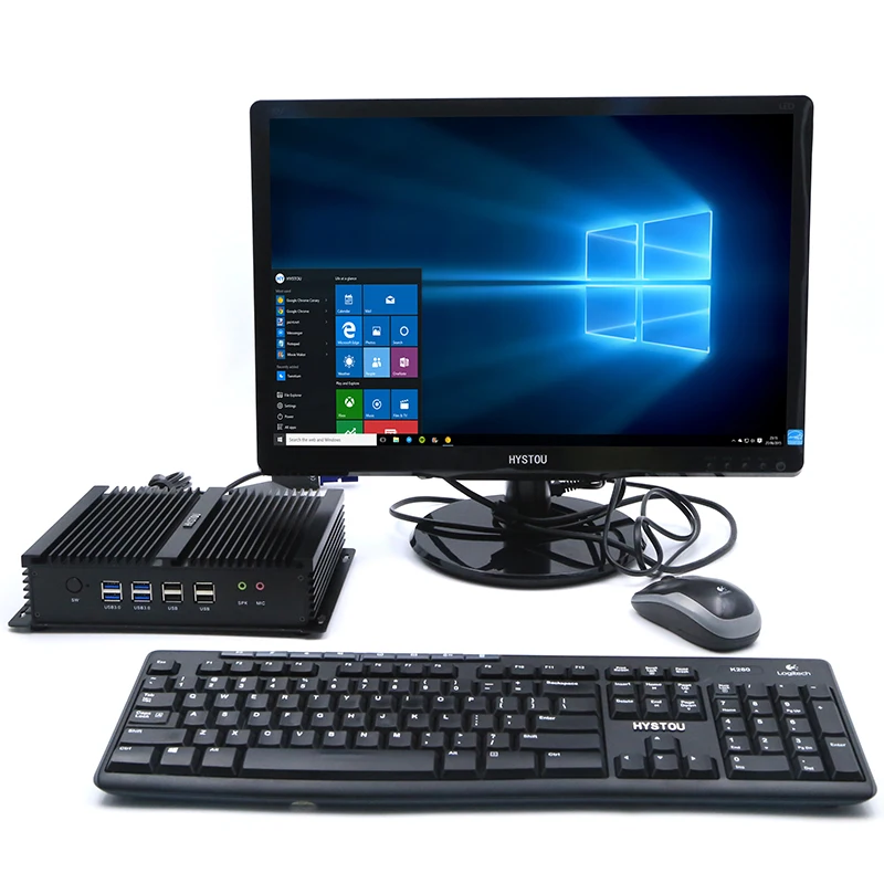 HYSTOU безвентиляторный промышленный мини-ПК Windows 10 i7 4500u i5 i3 CPU 2 * Intel Gigabit Lan 6 RS232
