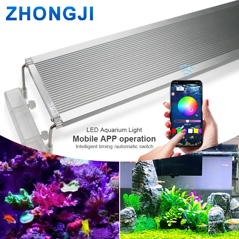 ZHONGJI-Soporte de luz de Acuario Marino, lámpara LED RGB para acuario, iluminación LED para tanque de peces, 30CM, 60CM, 70CM
