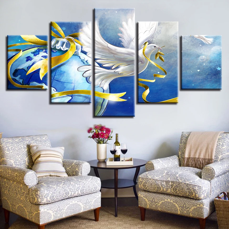 HD Печатный фото рамки Модульная картина 5 предметов роскошное модельное Платье с