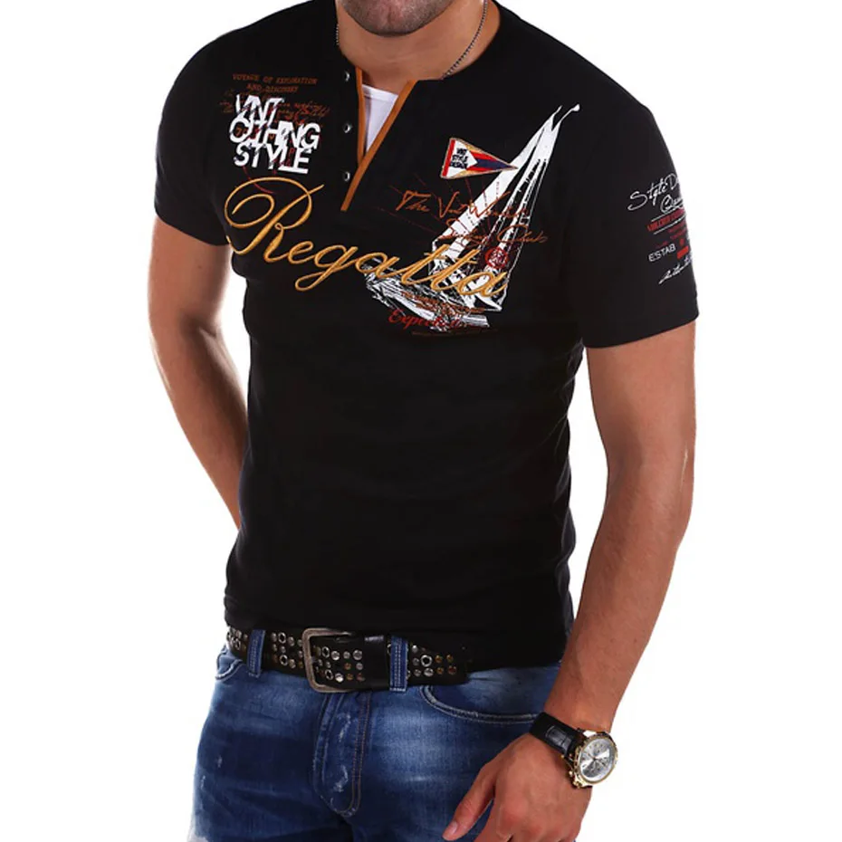 Zogaa T-Shirt 2019 New Fashion Men Cotton Short Sleeves Casual Male Letter Print Soft Comfortable Tops Tees | Мужская одежда
