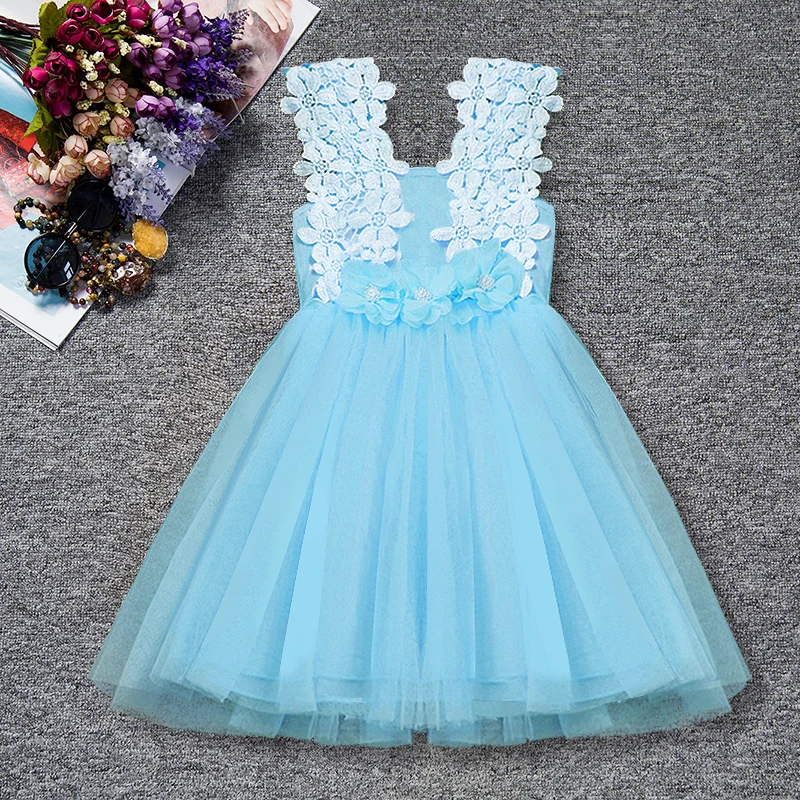 Платья принцессы с цветочным рисунком для девочек 2018 Повседневное платье