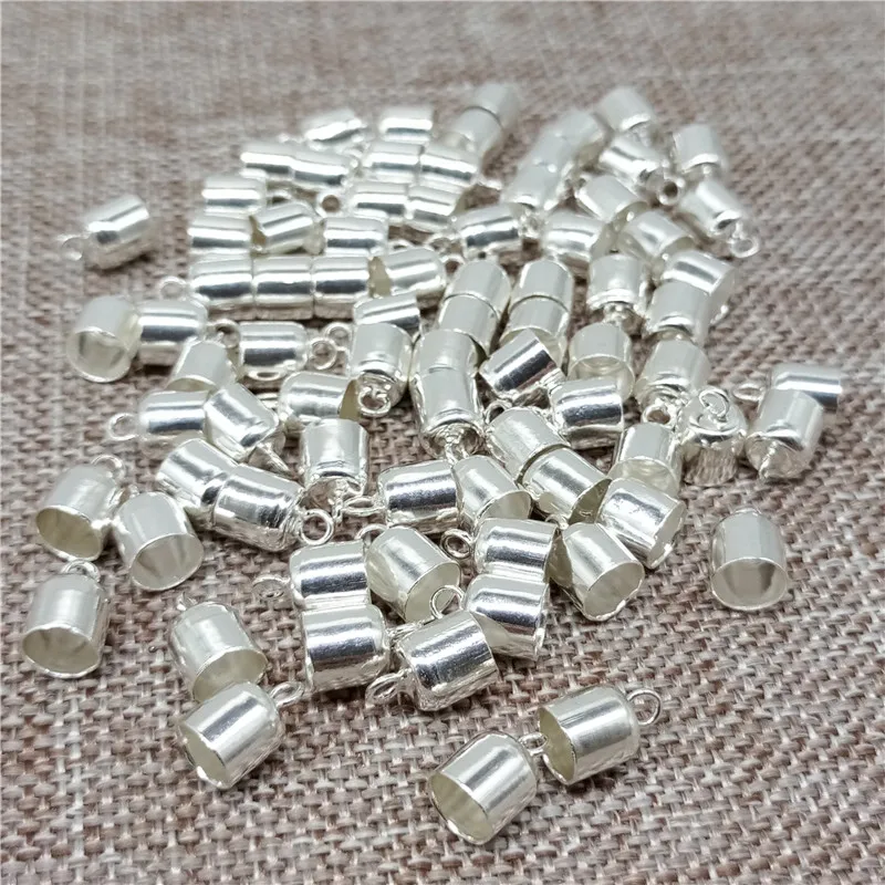 

925 Sterling Silver Leather Cord End Caps with Loop 5mm Hole for Bracelet Necklace