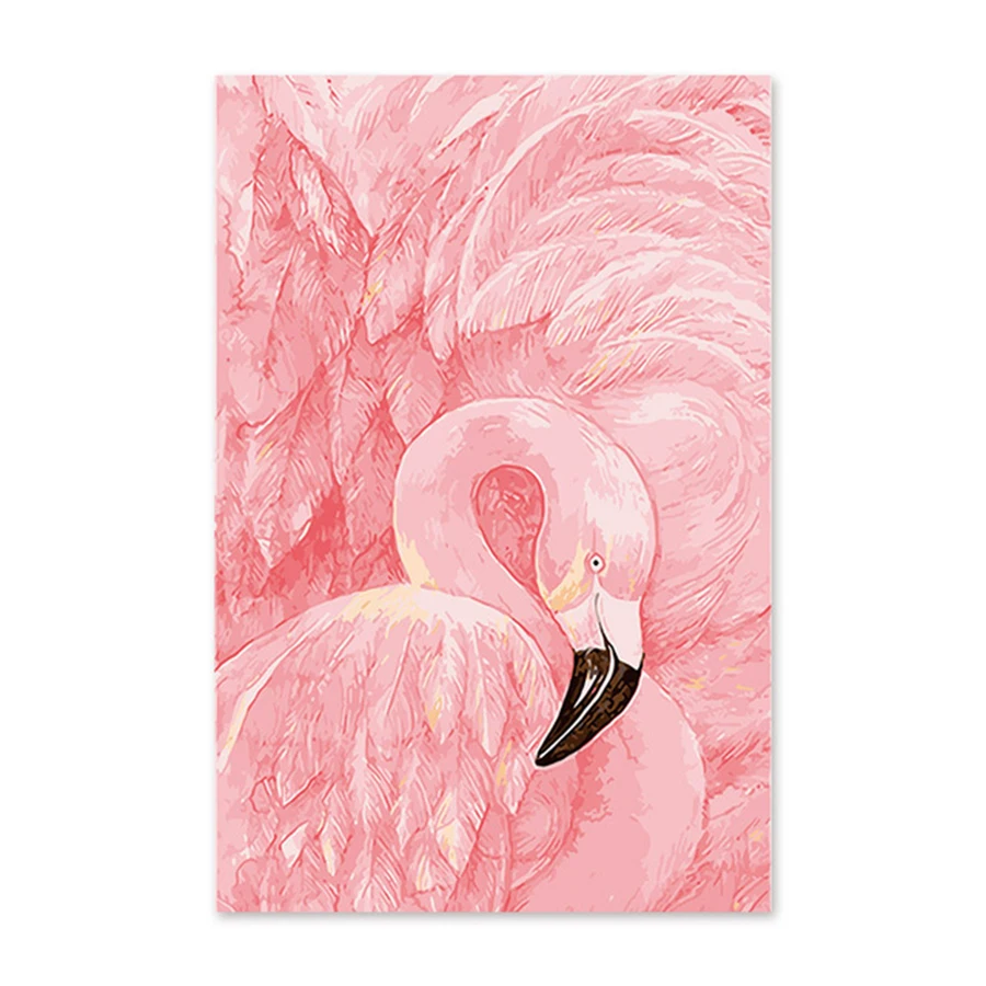 

Digital oil painting hand finished work gift Pink Flamingo