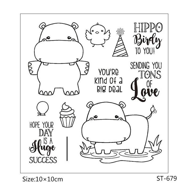 

ZhuoAng Cute hippo Transparent and Clear Stamp DIY Scrapbooking Album Card Making DIY Decoration Making