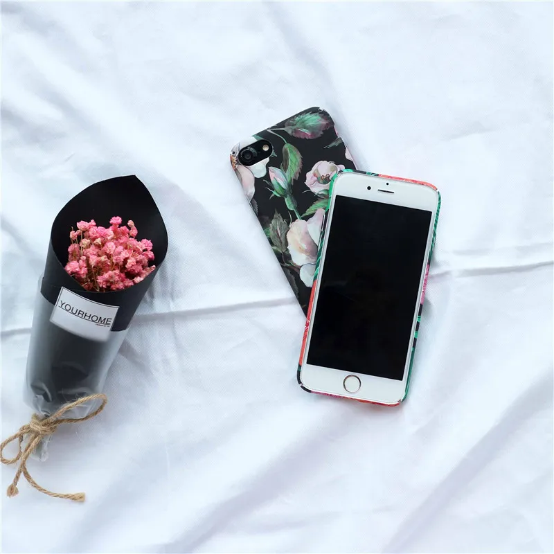 Kerzzil Ретро Camellia цветы зеленые наклейки-листья Жесткий ПК чехол для iPhone 7 6 6S Plus
