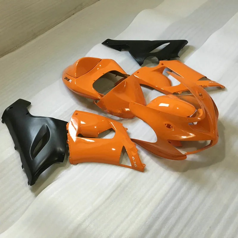 Изготовленный На Заказ оранжевый черный обтекатель комплект для KAWASAKI Ninja ZX6R 05 06 636