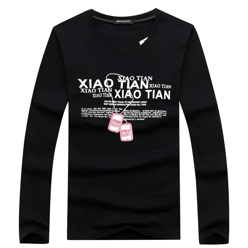 Мужская футболка с круглым вырезом BINYUXD повседневная облегающая длинными