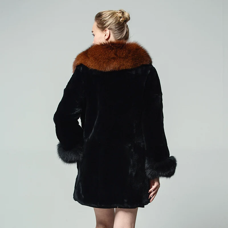 QIUSIDUN Imported Rabbit Fur Coat 2017 winter coat woman fashion Keep warm Super Fox collar Long Russia Women Rabbit fur coat