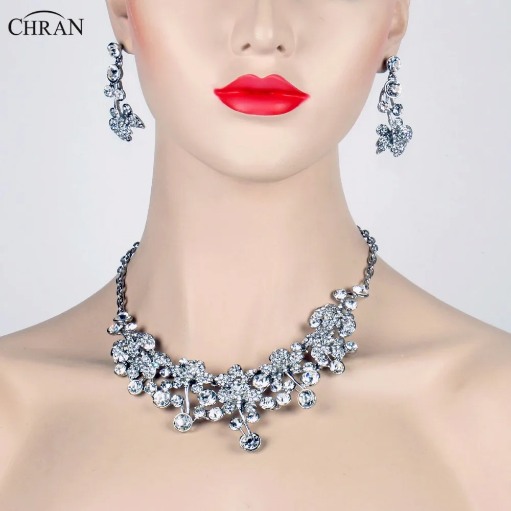 CHRAN Silver Plated Flower Wedding Jewelry Set for Bridesmaids Lovely Crystal Bridal Party Accessories | Украшения и аксессуары