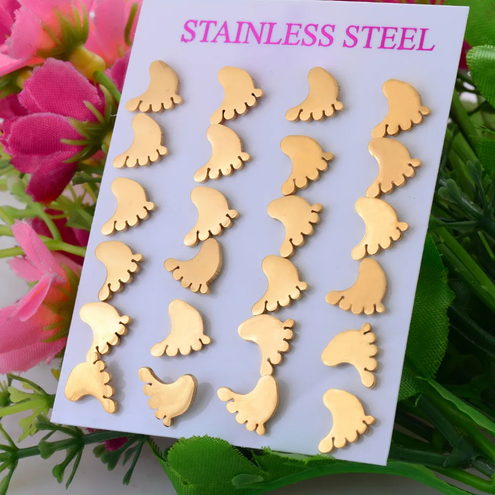 Высококачественные золотые серьги из нержавеющей стали модные серьги-гвоздики в