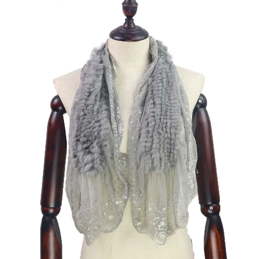 Женский зимний настоящий шарф из меха кролика рекс воротник шаль шеи Болеро