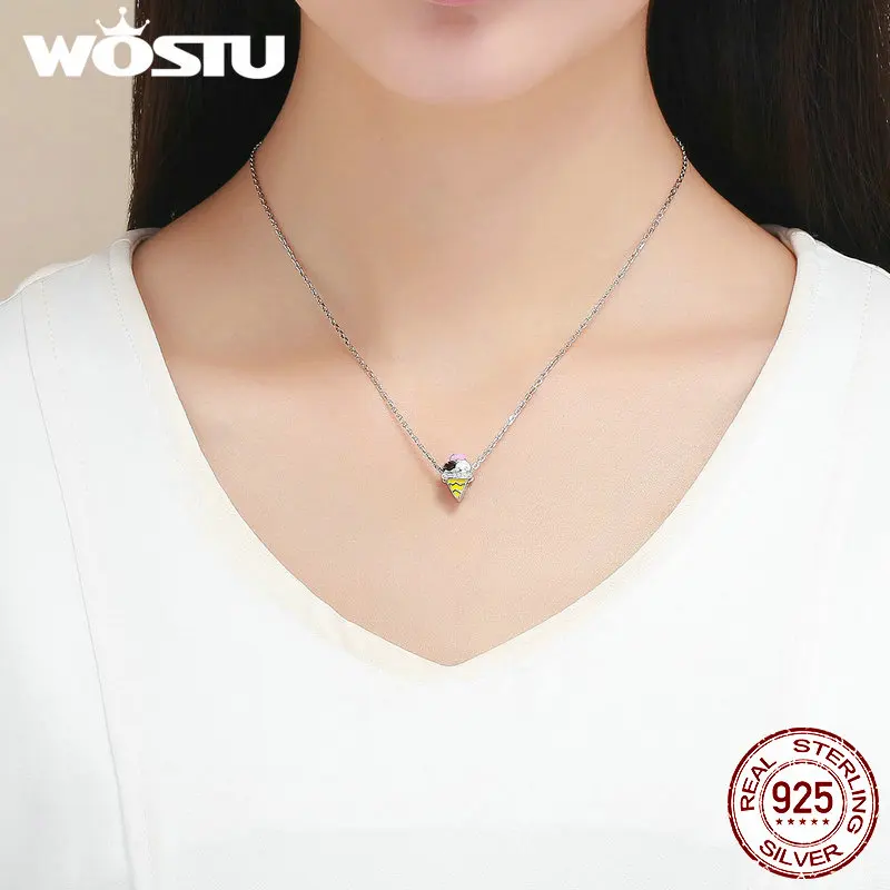 WOSTU Real 100% 925 Sterling Silver Beads Ice Cream Colorful Charms Fit Original Bracelet Pendant Women Jewelry Making FIC1129 | Украшения