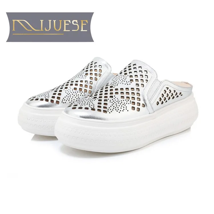 MLJUESE/женские шлепанцы из мягкой коровьей кожи в римском стиле с круглым носком и