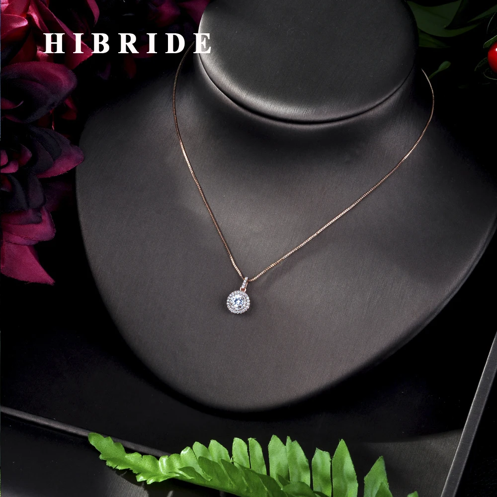 Модная круглая подвеска Hibride с фианитами цепочка кулоном ожерелья сияющими