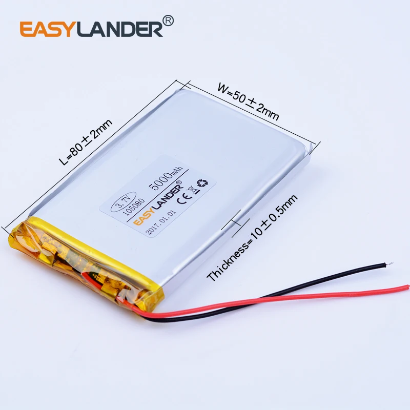 3 шт./лот 7 V 105080 5000mAh литий-полимерный литий-ионный аккумулятор для Power bank видео