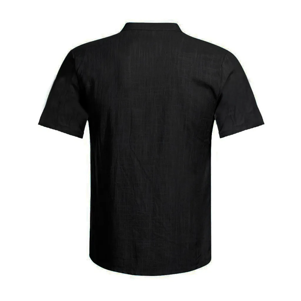 Feitong camisa, летняя мужская рубашка, Повседневная Блузка, хлопковая льняная рубашка, свободные топы, рубашка с коротким рукавом, camisa masculina, гавайская рубашка