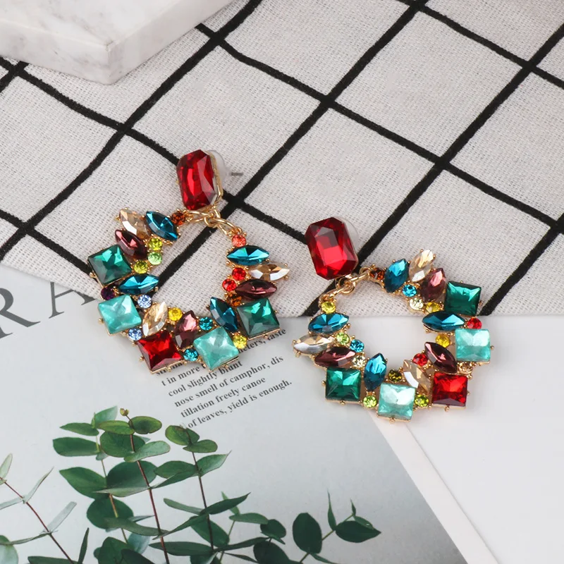 2019 модные красочные хрустальные бусины висячие серьги для женщин очаровательные