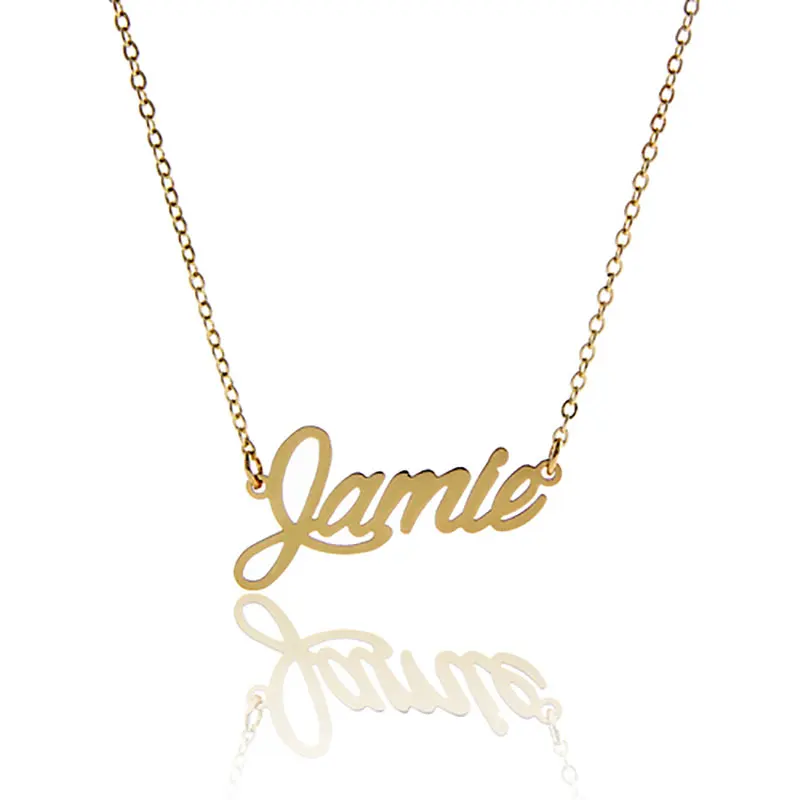 

AOLOSHOW French Font Letter Name " Jamie " Nameplate Necklace Charm Necklace Women Stainless Steel Pendant Name Necklace nl-2449