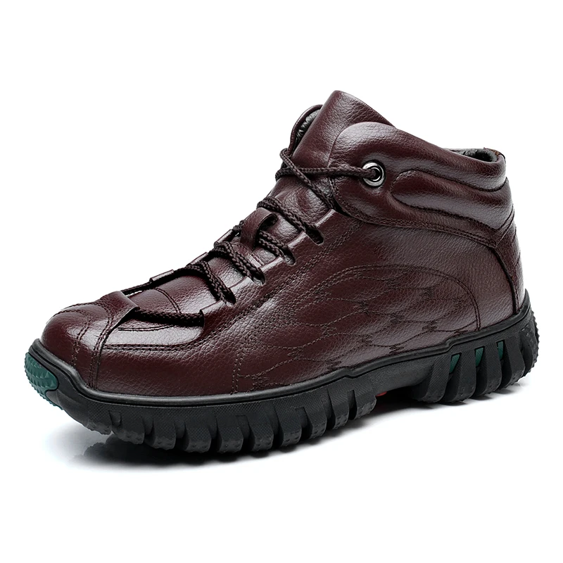 Мужские кожаные ботинки со шнуровкой коричневые повседневные из коровьей кожи