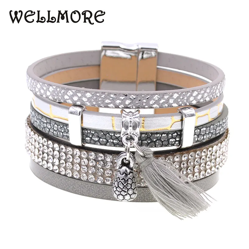 

WELLMORE women bracelets fashion Leather bracelets BOHO charm bracelets for women party jewelry wholesale drop shipping