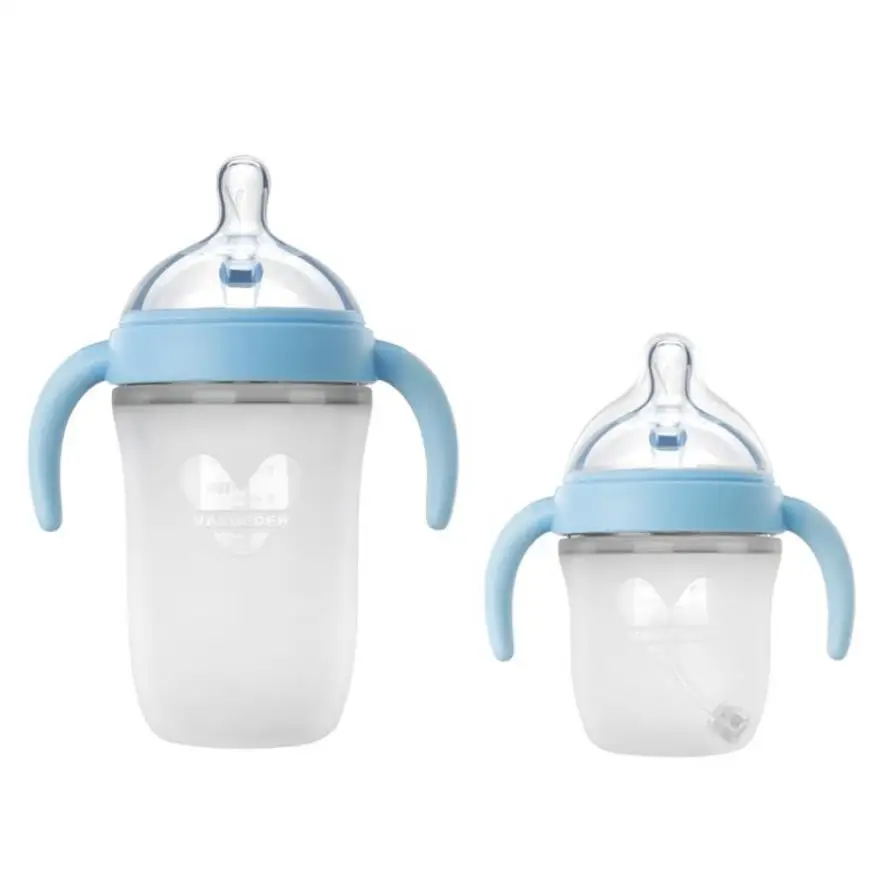 

VALUEDER Soft Baby Bottles with Handle BPA Free Anti-colic Silicone Baby Milk Bottle with Straw and Nipple for Kids Infants
