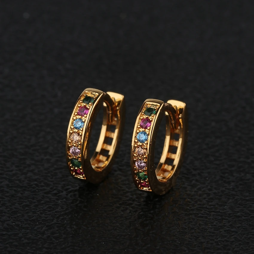 

Round Circle Fashion Gold Color Hoop Earrings Flower Colorful Crystal Zirconia Earrings For Women Jewelry Brincos