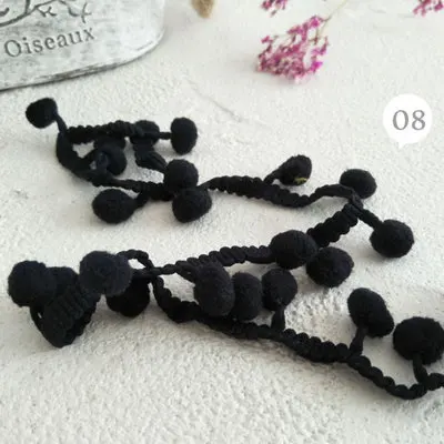 8 black 10 Ярд/Лот, цветная кружевная кисточка, плюшевый шар, бахрома, кружевная отделка, кукла, ручная работа, сделай сам, дозирующая лента, детское кружевное платье, помпон, аксессуары - Цвет: 8 black