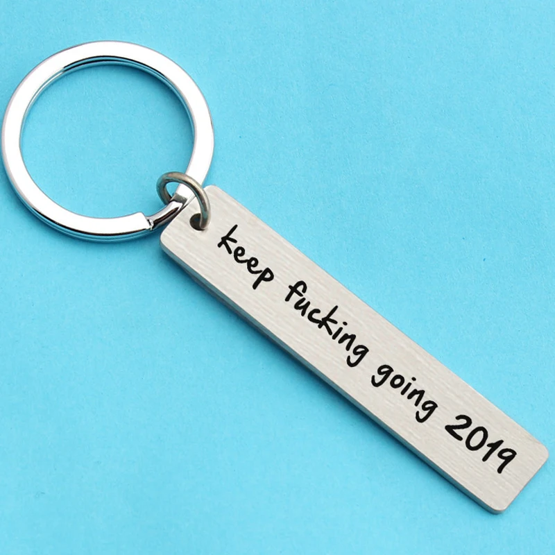 Вдохновляющий брелок для ключей из нержавеющей стали Keep Going 2019 женщин мужчин