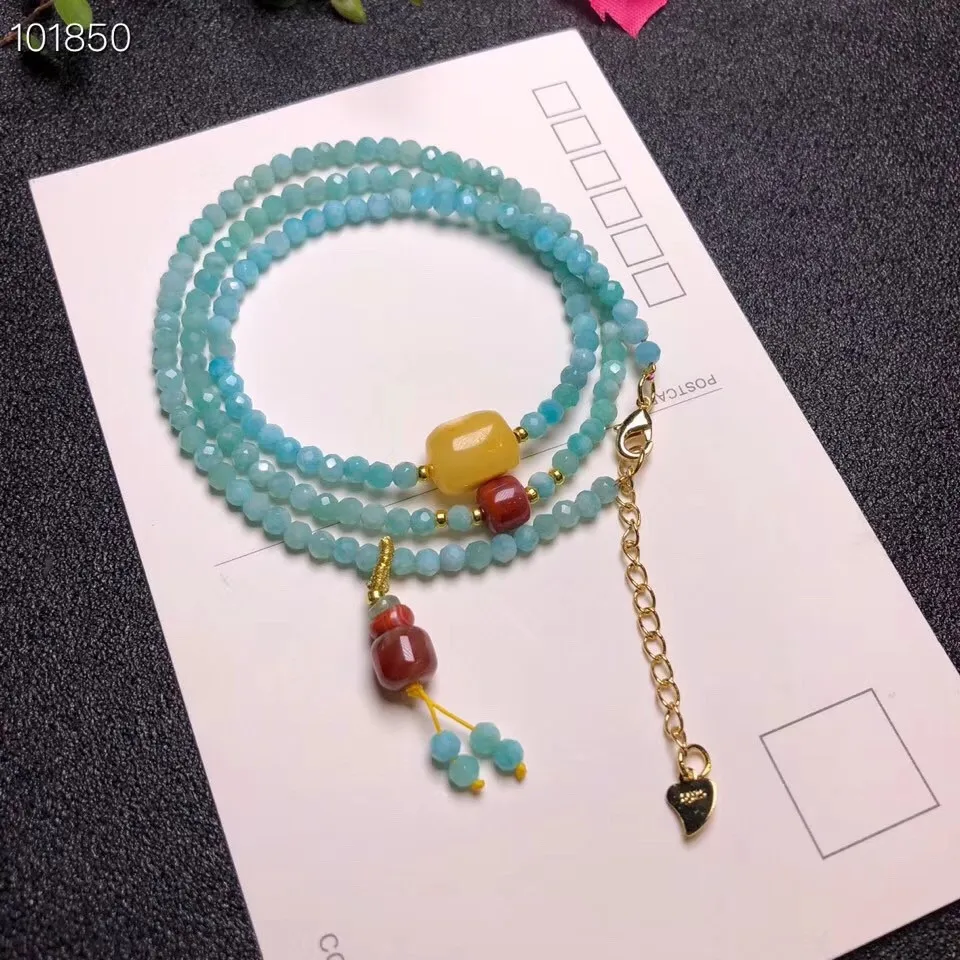 Оптовая продажа 4 мм бусины натурального Амазонит браслет с Балтийского янтаря