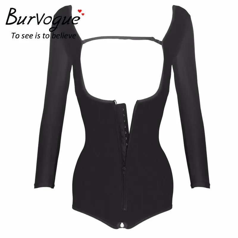 Burvogue, Женский тренажер для талии, компрессионный, для похудения, боди, Корректирующее белье, топы, сексуальные, под грудью, талия, Cincher, прикладочный Лифтер - Цвет: Black