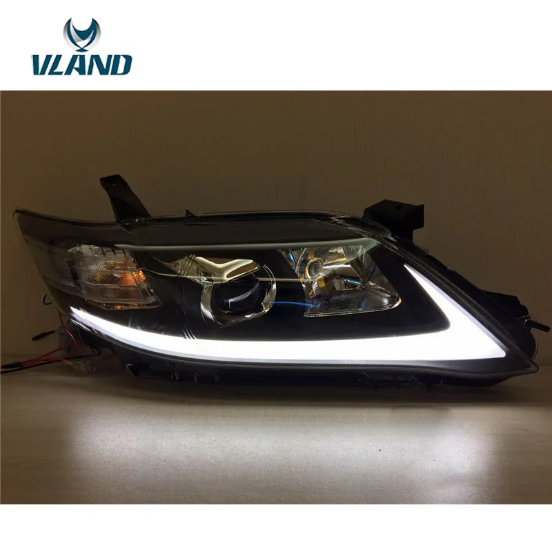 Передние фары для Toyota Camry 2010 2011 светодиодный фары в сборе DRL L+ R с желтым указателем поворота