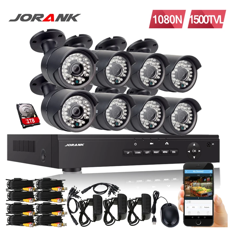 Система видеонаблюдения JORANK HD 1080N 8CH DVR 8 штук 720 P IR CUT AHD 1.0MP Cctv Camera System канальный