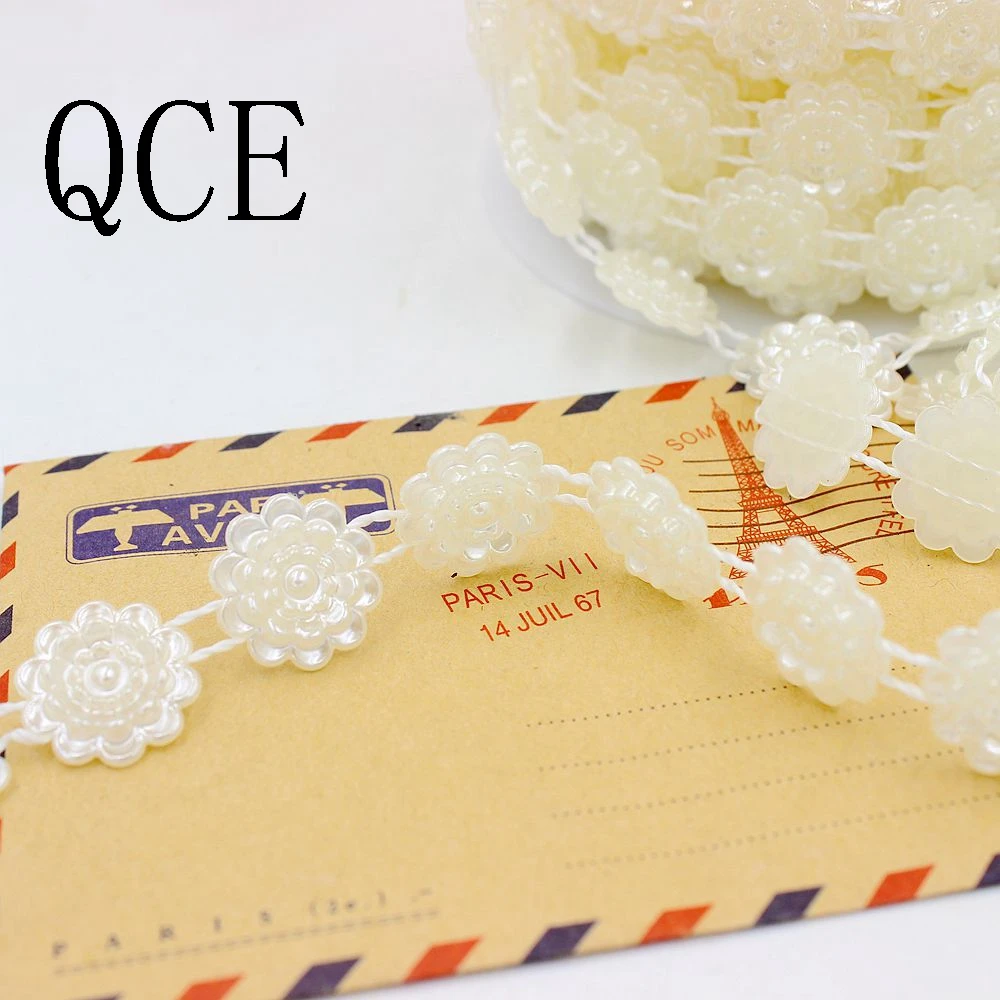 Free Shipping 1 Meter Size 16mm Flower Craft ABS Half Round Flatback Imitation Pearl Beads Chain For DIY Decoration | Дом и сад