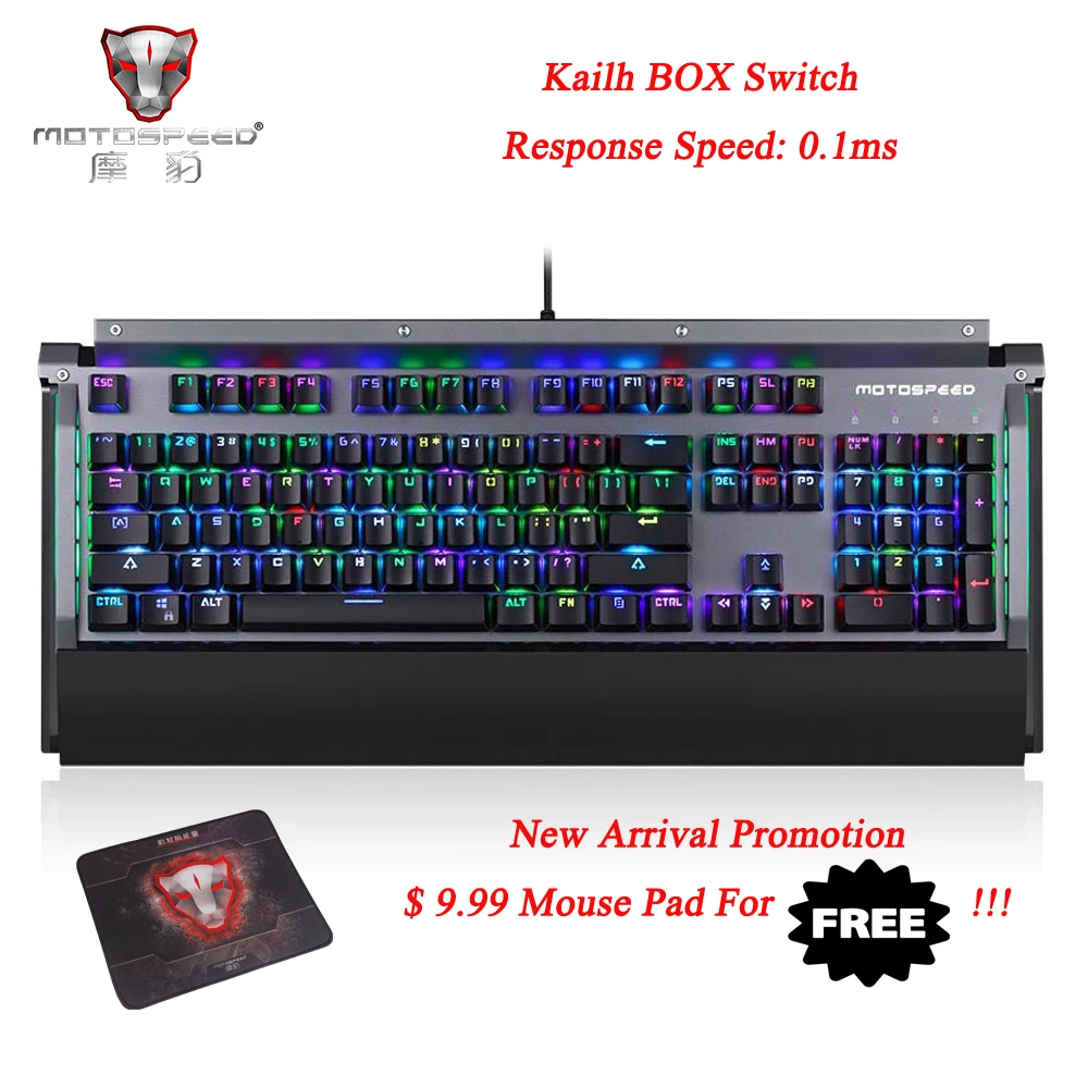 Механическая клавиатура Motospeed CK98 переключатель коробки Kailh 104 клавиши USB 2 0