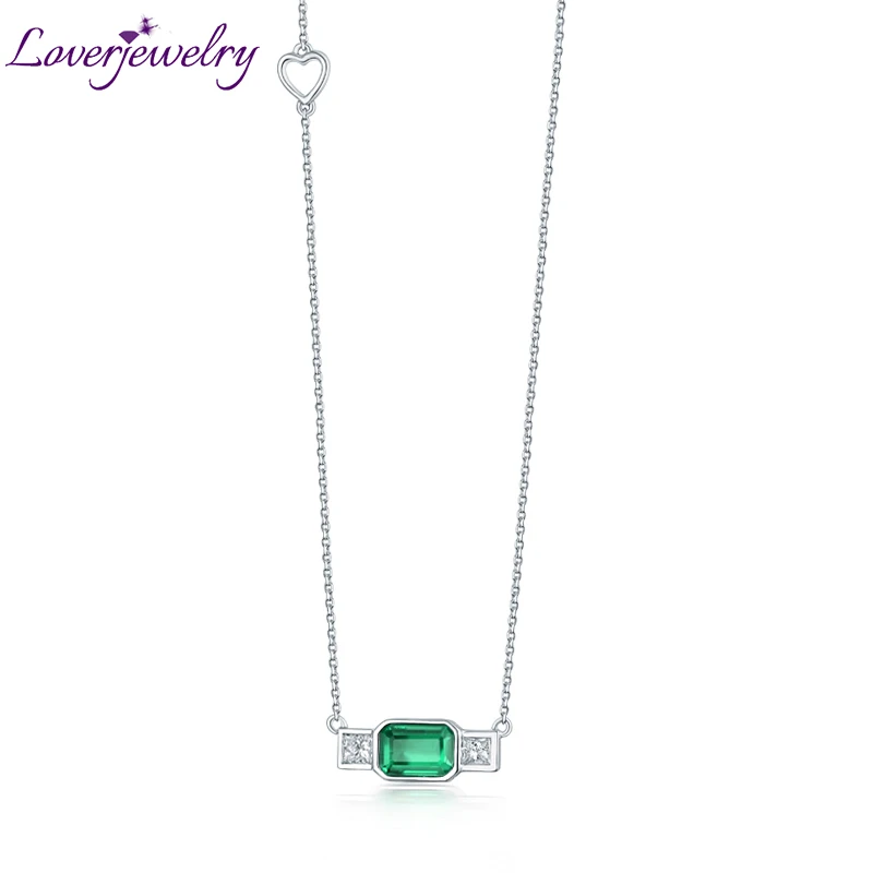LOVERJEWELRY Новые однотонные 18Kt белого золота колумбийский изумруд ожерелье с