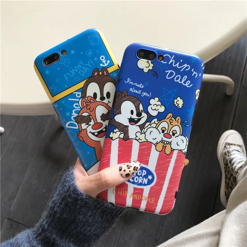 JAMULAR Cute Squirrel Phone Case For iPhone 7 XR XS MAX X 8 6s 6 Plus Cartoon Chip Dale Popcorn Soft IMD Back Cover |