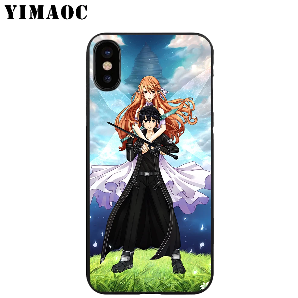 YIMAOC Sword Art онлайн Мягкий ТПУ Черный силиконовый чехол для iPhone X или 10 8 7 6 6S Plus 5 5S SE Xr