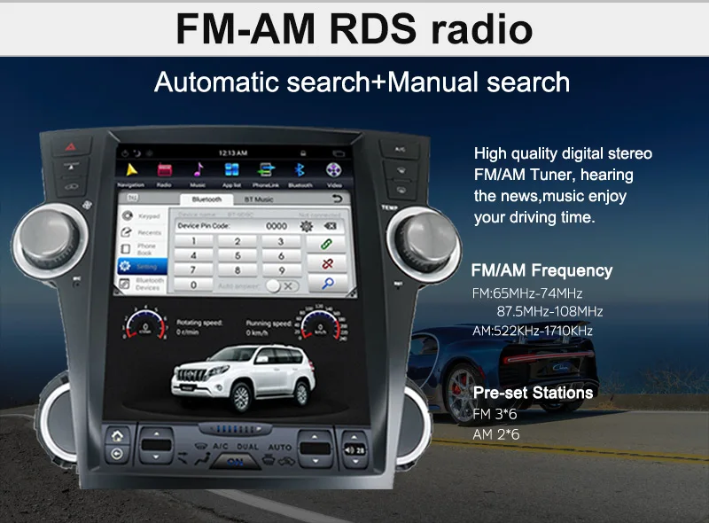 Aotsr Android 6,0 Tesla стиль автомобиля нет dvd-плеер gps навигация для Toyota Highlander 2009-2013 стерео головное устройство мультимедиа