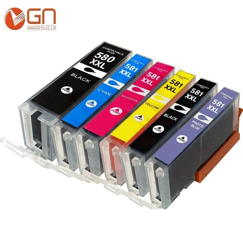 6pk GN 6pk совместимый PGI 580 CLI 581 XXL чернильный картридж для принтера CANON принтерам Pixma TR7550 TR8550 TS6150 TS6151 TS8150 TS8151 TS8152 - Цвет: 6pk