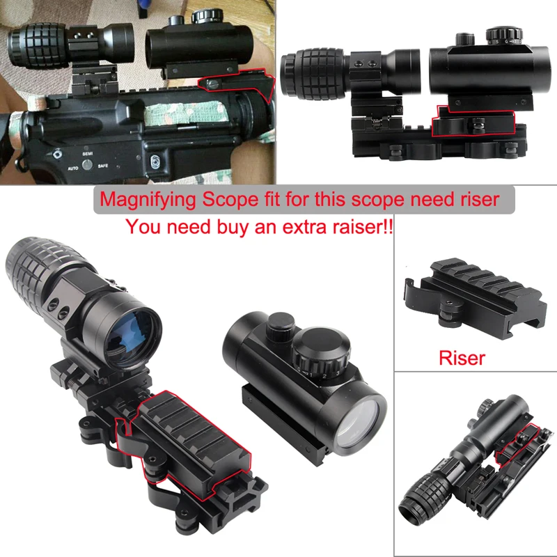 

3X Magnifier Type Sight Scope with Flip Up Mount Tactical Compact Hunting Rifle Gun Optics Military Riflescope Fit for 20mm