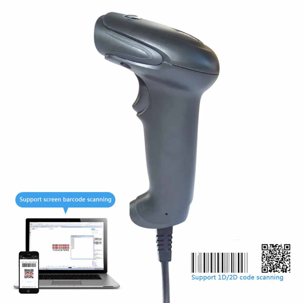 1D/2D Led qr-код сканер Ручной Проводной 2D штрих-кодов КПК Android портативный планшеты